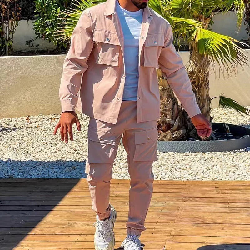 Ensemble Homme Deux Pièces En Mélange De Coton Veste Décontractée Et Joggers Slim Taillés Pour Un Look Moderne
