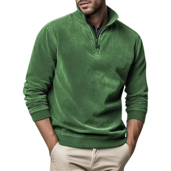 Pull Homme Coupe Regular En Polaire Douce Col Zippé Bordure Ribée Amawinc Confortable
