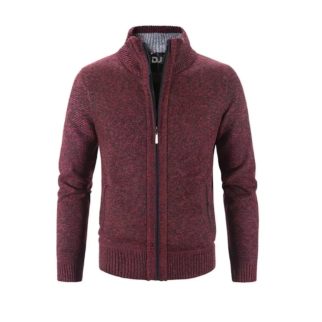 Cardigan Zippé Homme Slim Fit En Laine Tricotée Avec Bordures Rib Et Accents Contrastés Pour Tous Les Jours