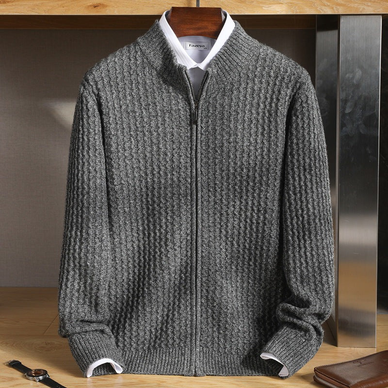 Henrick And Vale Pull En Cachemire Pour Homme À Demi Zip Avec Texture À Côtes Luxueuse