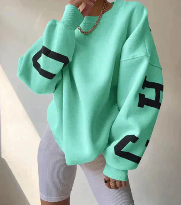 Sweatshirt Femme Oversize En Mélange De Coton Avec Épaules Décontractées Et Impression Latérale Nordisk Flair