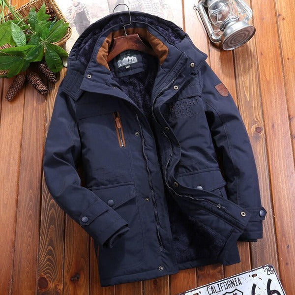 Veste Homme Oversize Doublée Polaire avec Capuche Épaules Matelassées et Multiples Poches pour Toutes Occasions