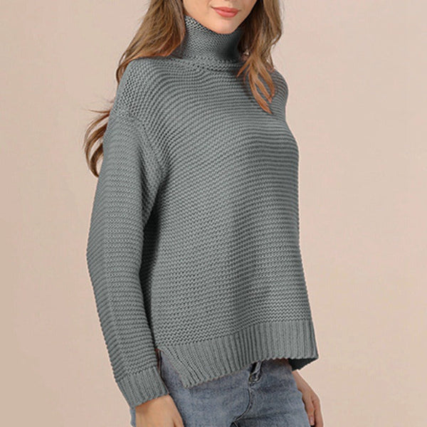 Amawinc Pull En Maille Pour Femme Col Roulé Mélange Laine Épais Coupe Décontractée Ourlet Côtelé