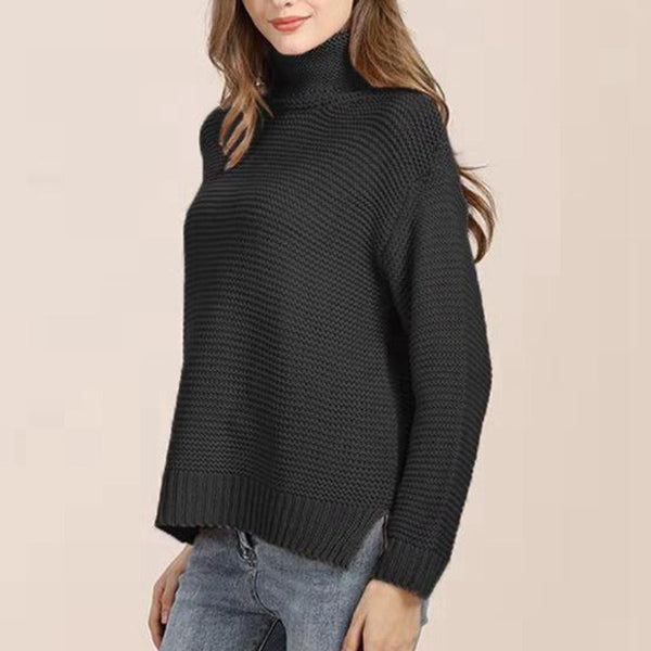 Amawinc Pull En Maille Pour Femme Col Roulé Mélange Laine Épais Coupe Décontractée Ourlet Côtelé