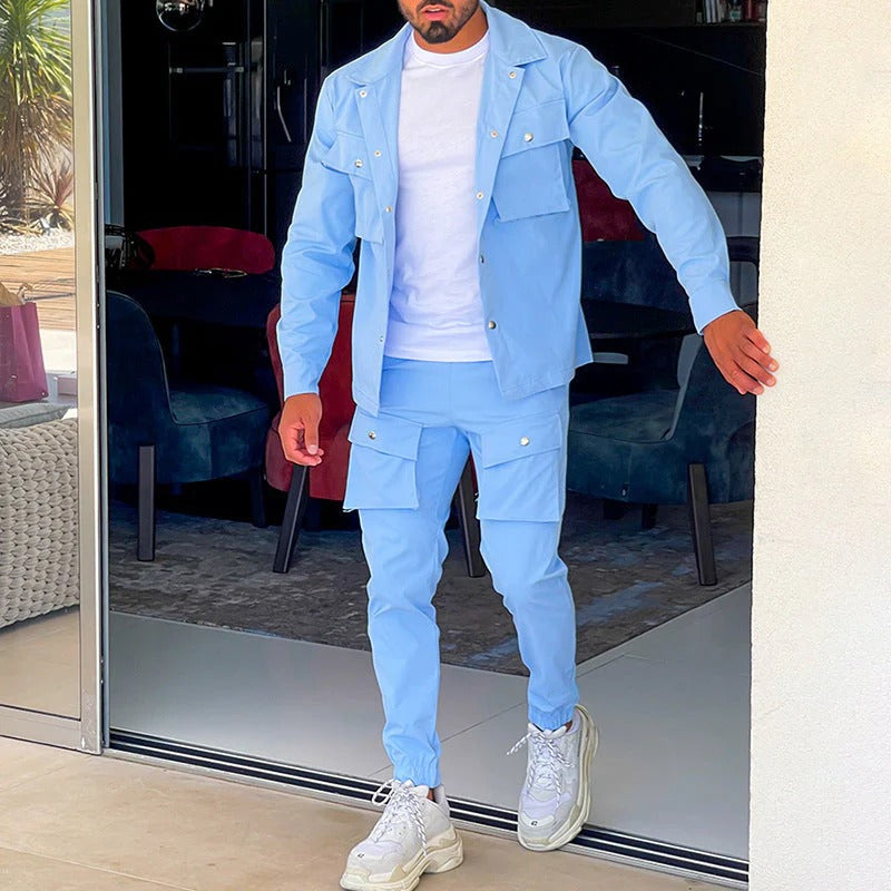 Ensemble Homme Deux Pièces En Mélange De Coton Veste Décontractée Et Joggers Slim Taillés Pour Un Look Moderne