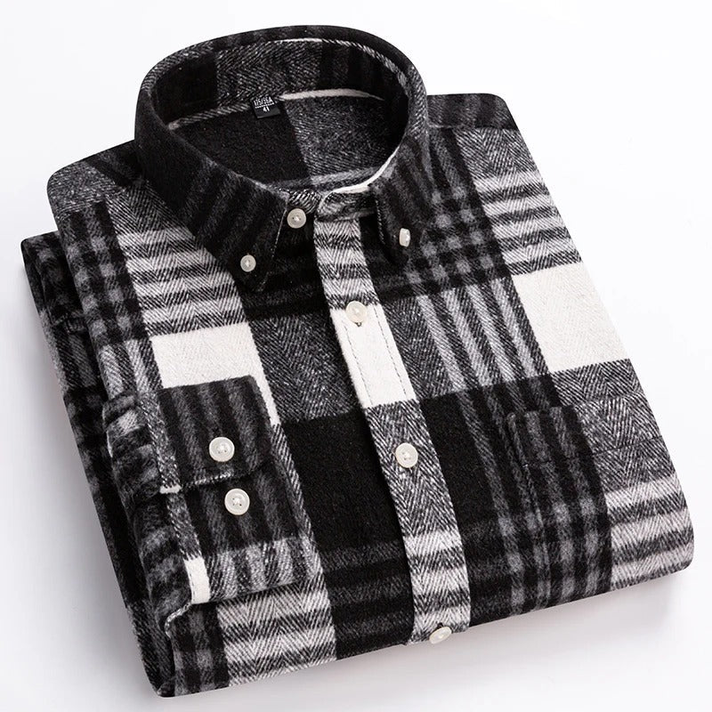 Chemise Homme Carreaux Coton Respirant Confort Quotidien Bouton Devant Col Traditionnel
