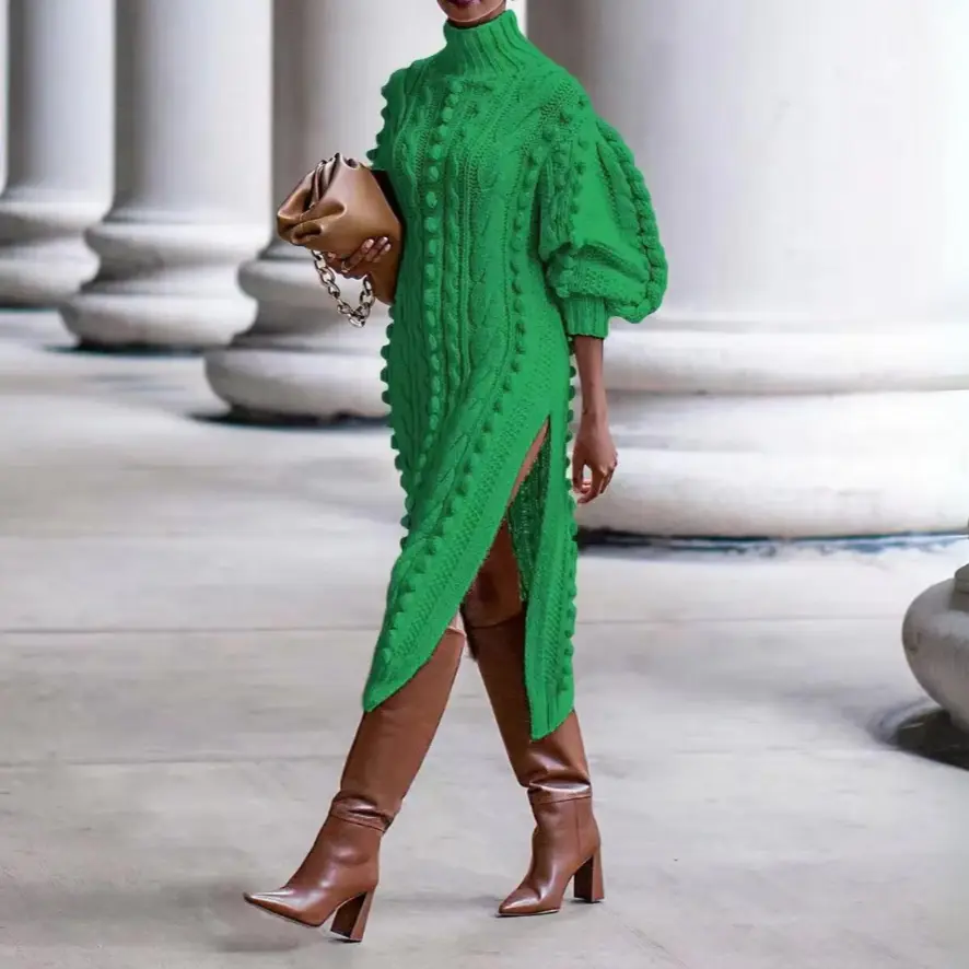 Robe Tricot Ivy Braid À Tresses Chaud Pour Automne Et Hiver, Confort Cocooning Et Style Raffiné