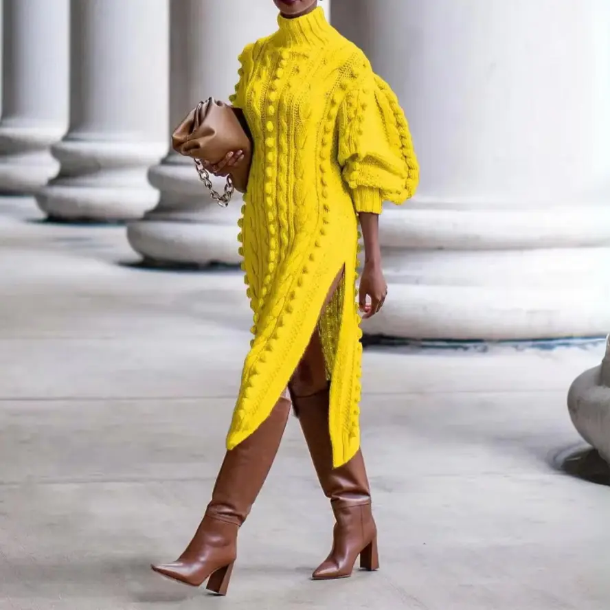 Robe Tricot Ivy Braid À Tresses Chaud Pour Automne Et Hiver, Confort Cocooning Et Style Raffiné