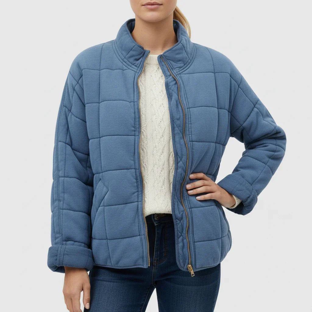Veste Bomber Matelassée Pour Femme Col Montant Avec Zip Devant Idéale Pour Transitions Climatiques Et Tenues Polyvalentes