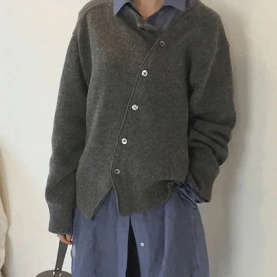 Veste Cachemire À Nouage Avec Boutons Asymétriques Pour Femme Élégante Et Confortable Idéale Pour Le Quotidien