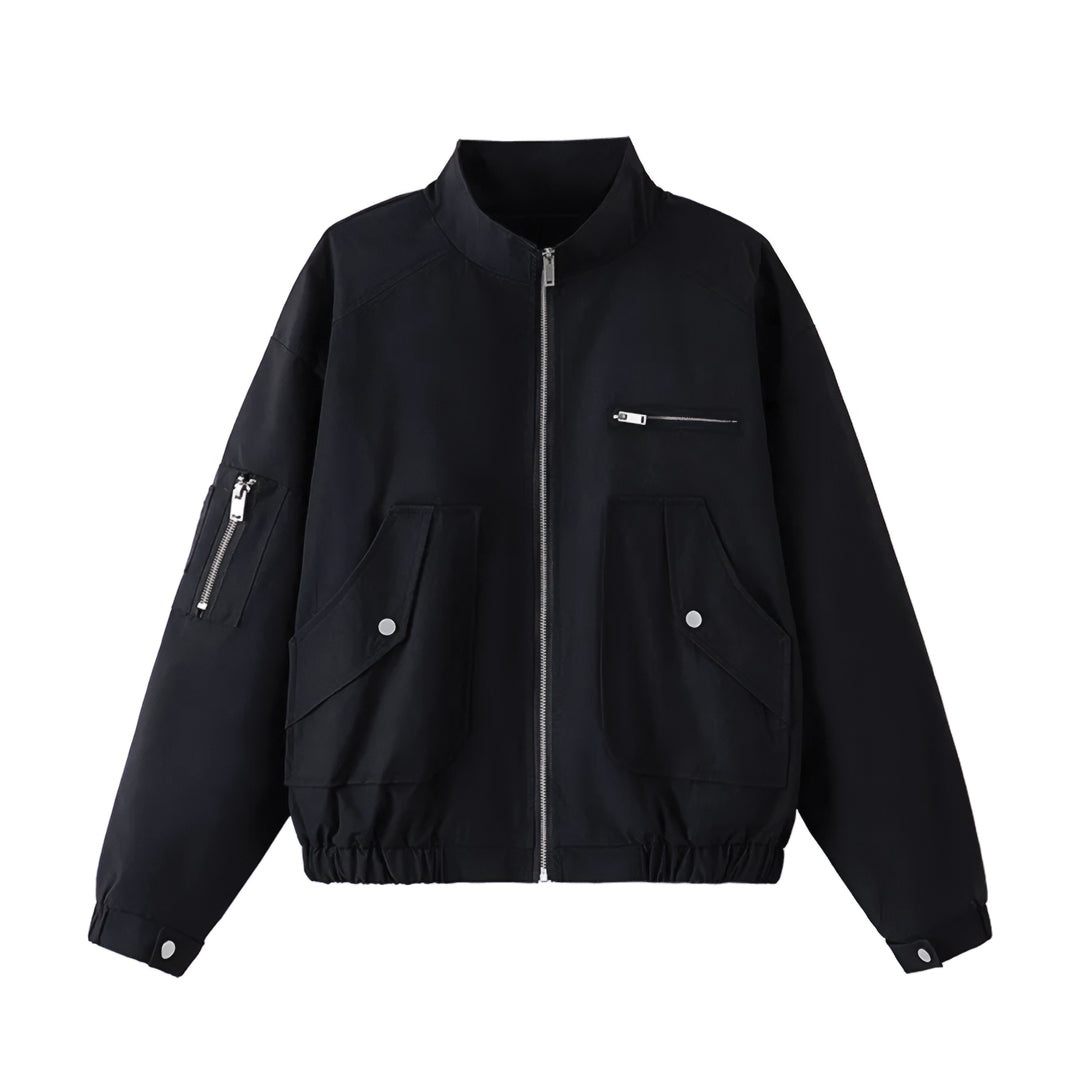 Veste Courte Pylon En Nylon Et Polyester Avec Poches Zippées Col À Revers Et Coupe Décontractée