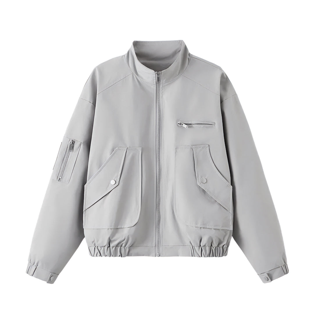 Veste Courte Pylon En Nylon Et Polyester Avec Poches Zippées Col À Revers Et Coupe Décontractée