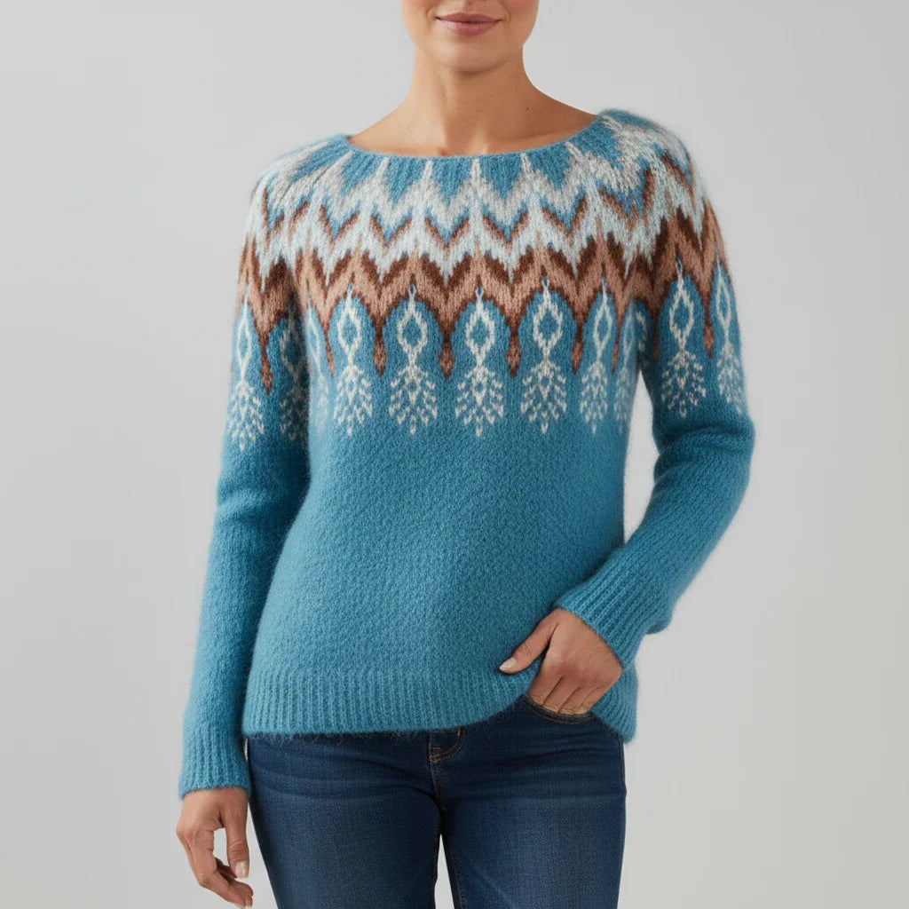 Pull Imprimé Pour Femme Col Rond Coupe Décontractée Idéal Pour Superposer Imprimés Fair Isle Et Motifs Arbres