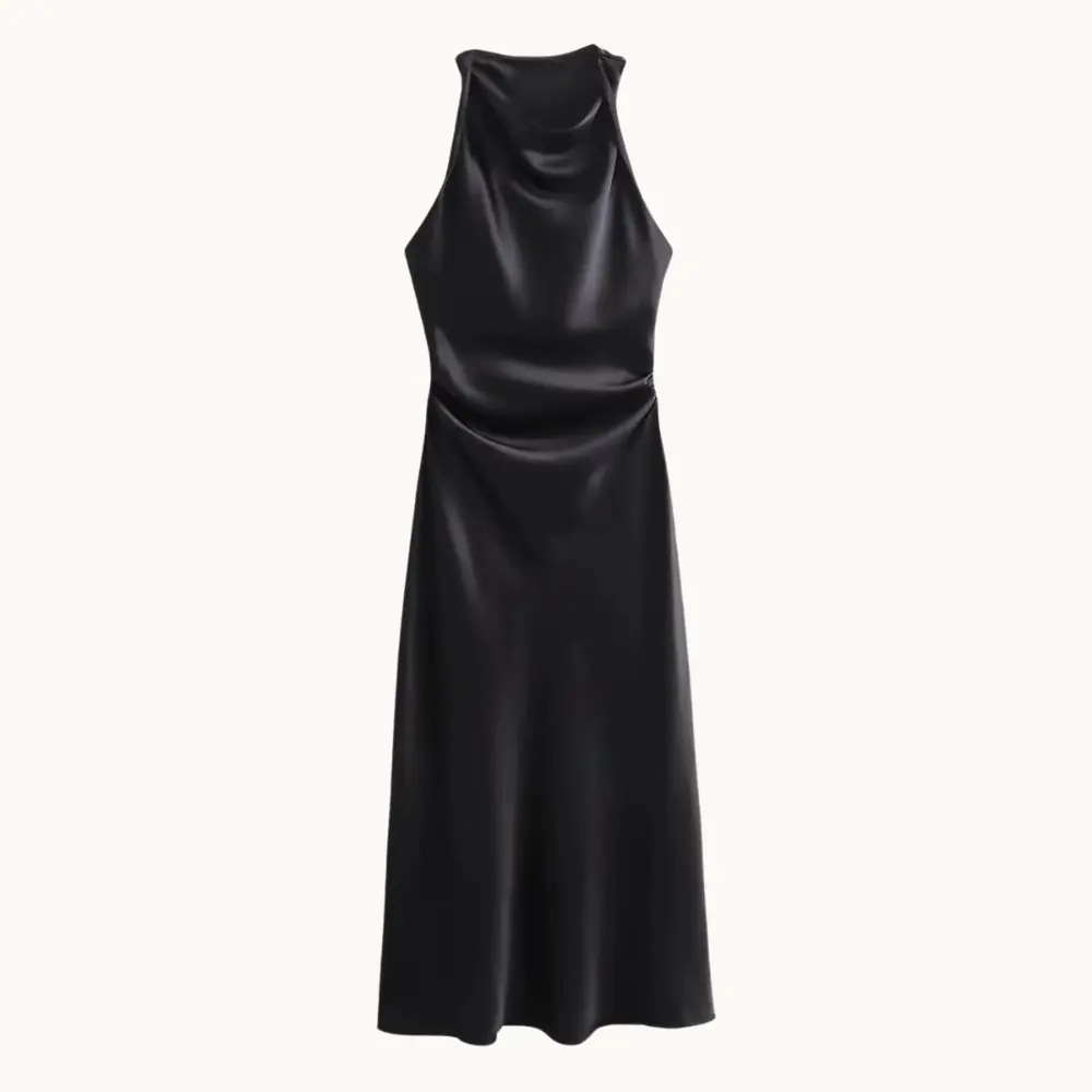 Robe Midi Satin Kristina Slip Amawinc Pour Soirées Élégantes Et Dîners Formels Silhouette Fluide