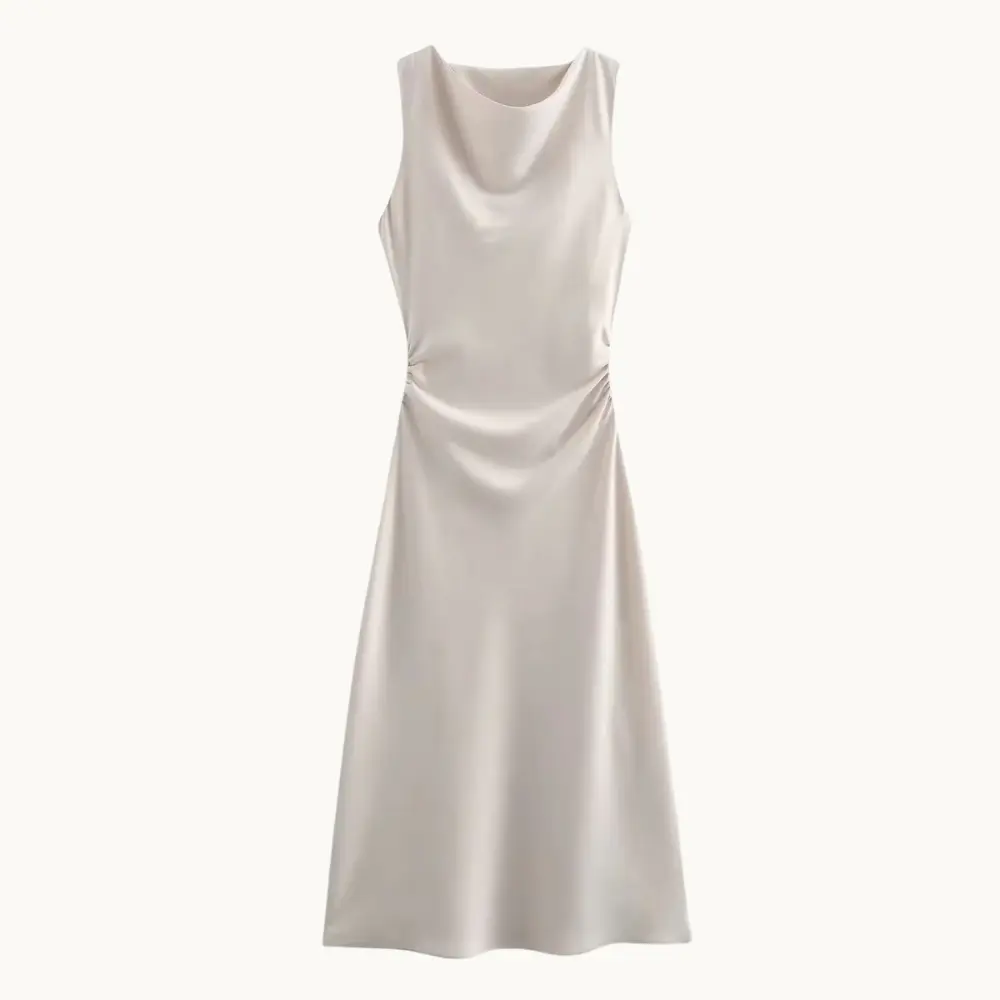 Robe Midi Satin Kristina Slip Amawinc Pour Soirées Élégantes Et Dîners Formels Silhouette Fluide