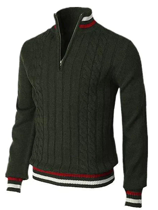 Pull Tricot À Col Demi Zip Pour Homme Avec Bords Côtes Pour Un Ajustement Décontracté Confortable En Automne