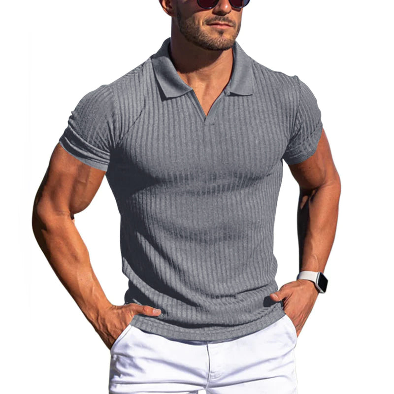 Polo Homme En Maille Slim Fit Texture Côtelée Manches Courtes Premium Par Amawinc Pour Tous Les Jours
