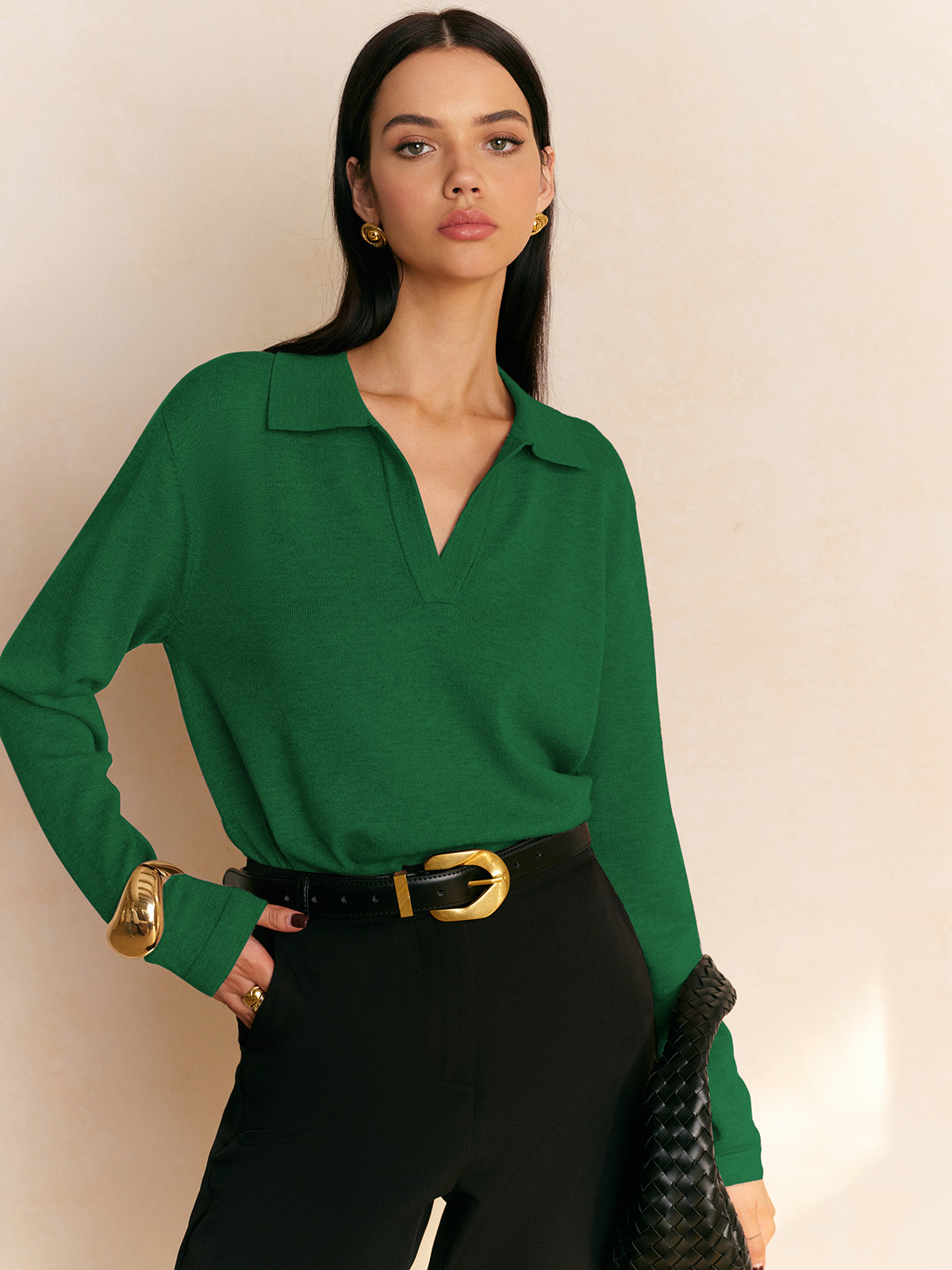 Pull Col Chemise Décontracté En Tricot Élégant Pour Temps Libre Et Loisirs Quotidiens