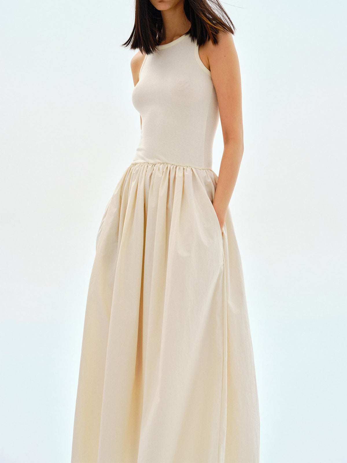 Robe Maxi Décontractée À Col Rond Longue Pour Tous Les Jours En Tissu Confortable Coton Et Rayon Par Amawinc