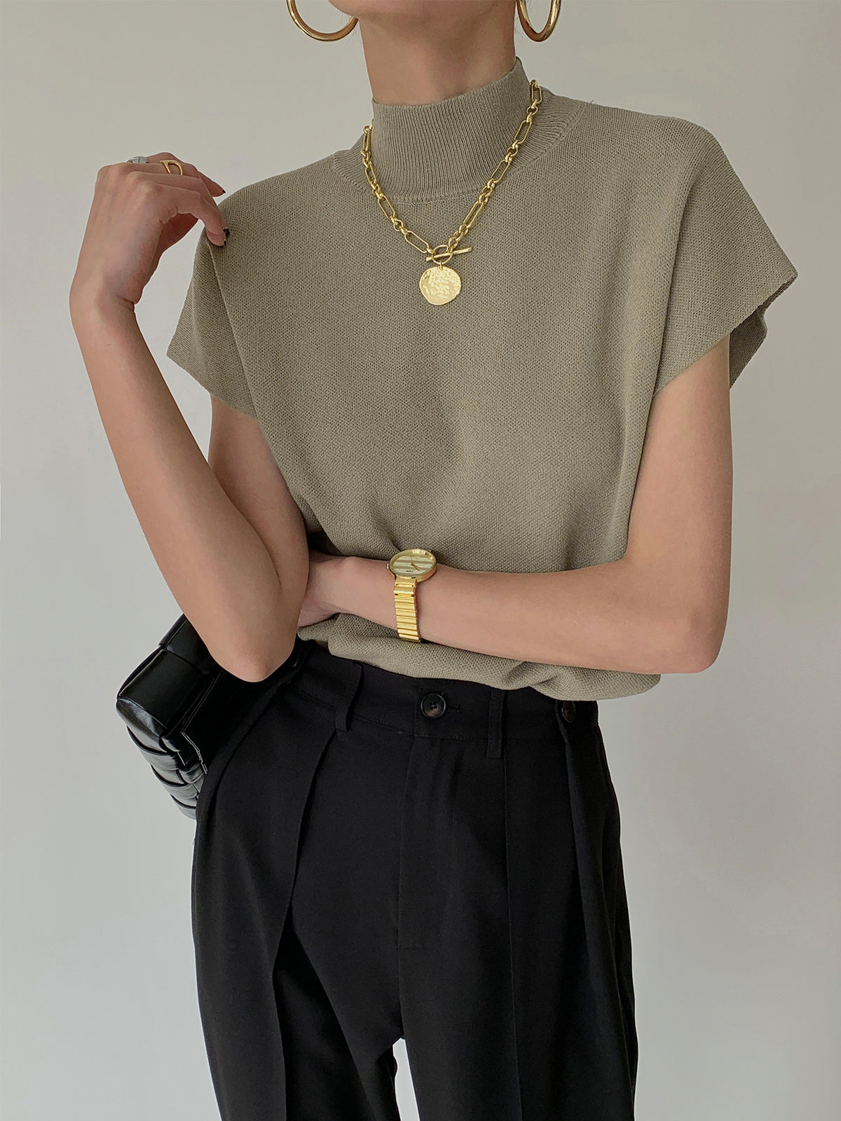 Amawinc Gilet Pull Uni Décontracté En Maille Avec Légère Élasticité Pour Confort Toute La Journée