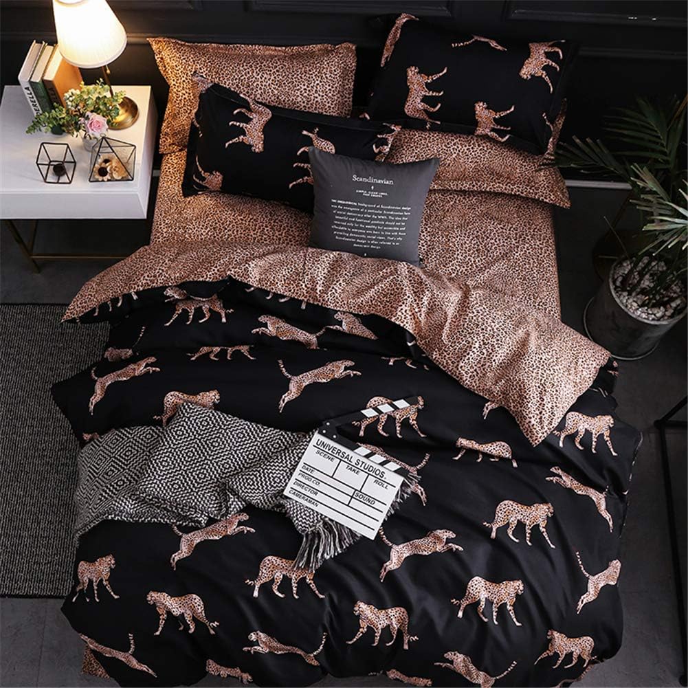 Ensemble Housse de Couette Coton Imprimé Léopard Contemporain pour Chambre Moderne