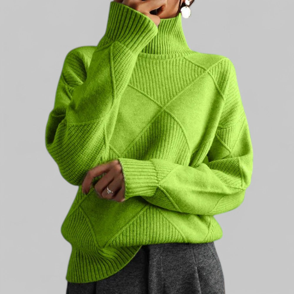 Rebecca Pull Col Roulé Oversize Femme Motifs Hivernaux Chaud Et Confortable Pour Un Style Décontracté Et Doux Toucher