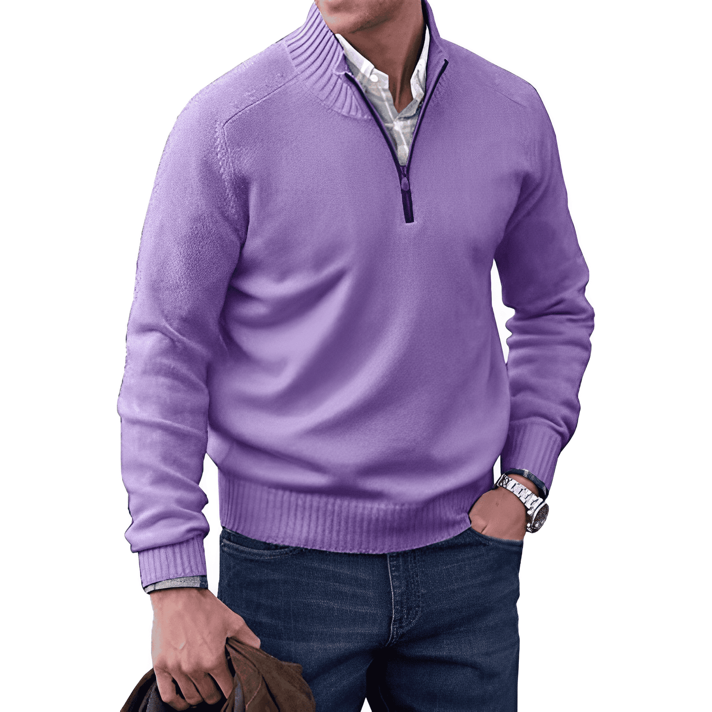 Pull Homme Demi Zip En Maille Evan Pour Superposition Chaude Confort Quotidien Amawinc