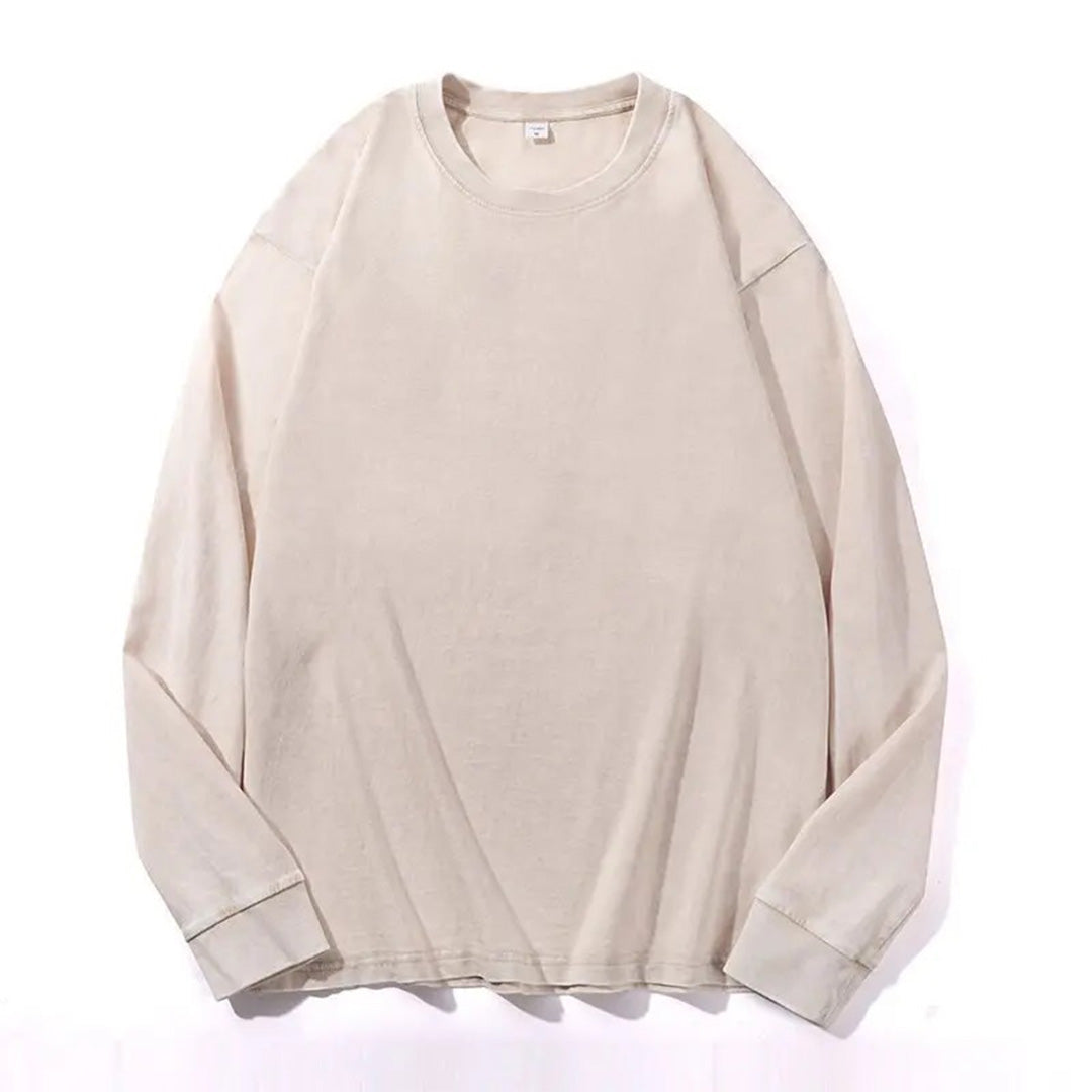 T Shirt Manches Longues Effet Lavage Acide en Coton 100 Pour Cent Confort Durable et Style Moderne