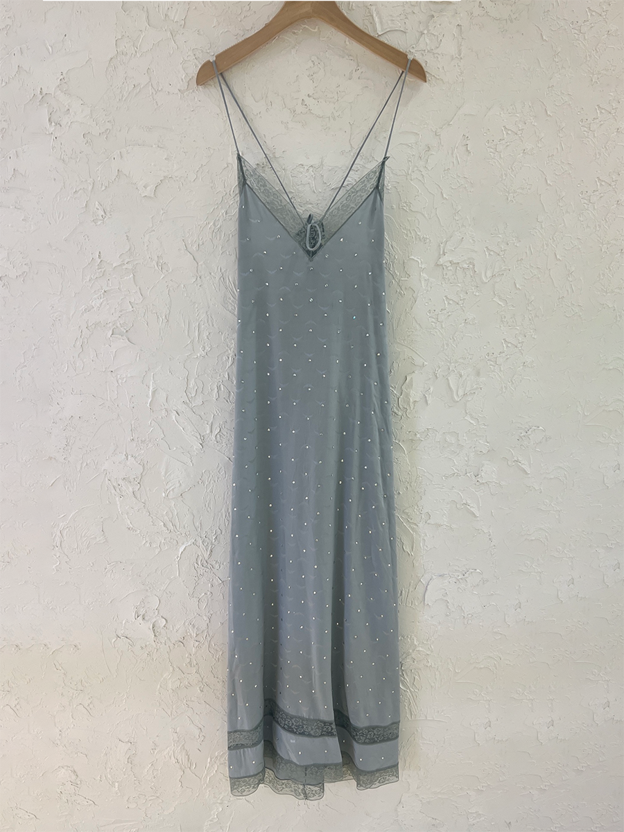 Robe Midi En Soie Lucia Avec Décolleté En V Et Broderie En Dentelle Pour Femmes