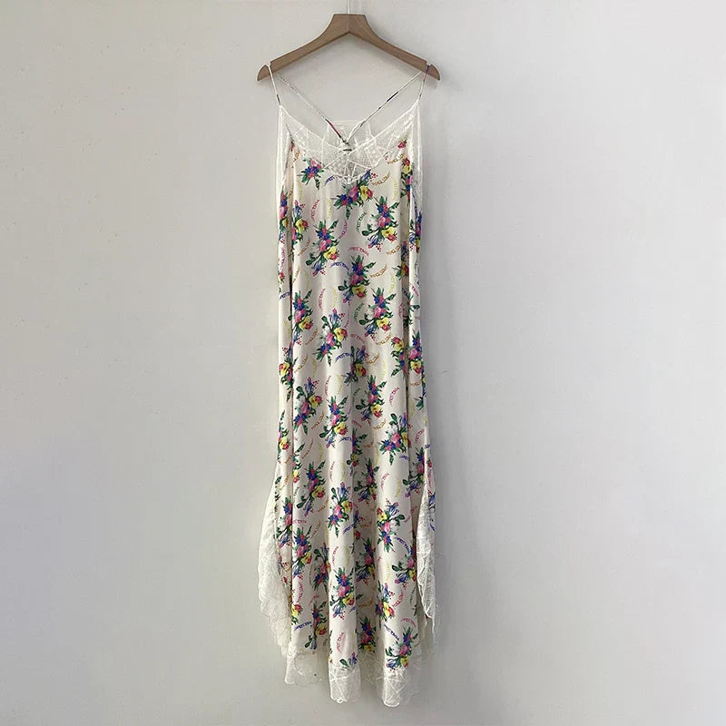 Robe Midi En Soie Lucia Avec Décolleté En V Et Broderie En Dentelle Pour Femmes
