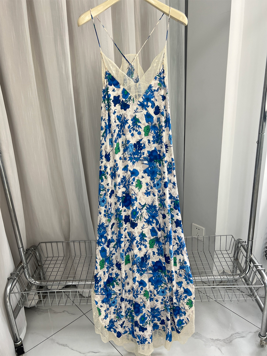 Robe Midi En Soie Lucia Avec Décolleté En V Et Broderie En Dentelle Pour Femmes
