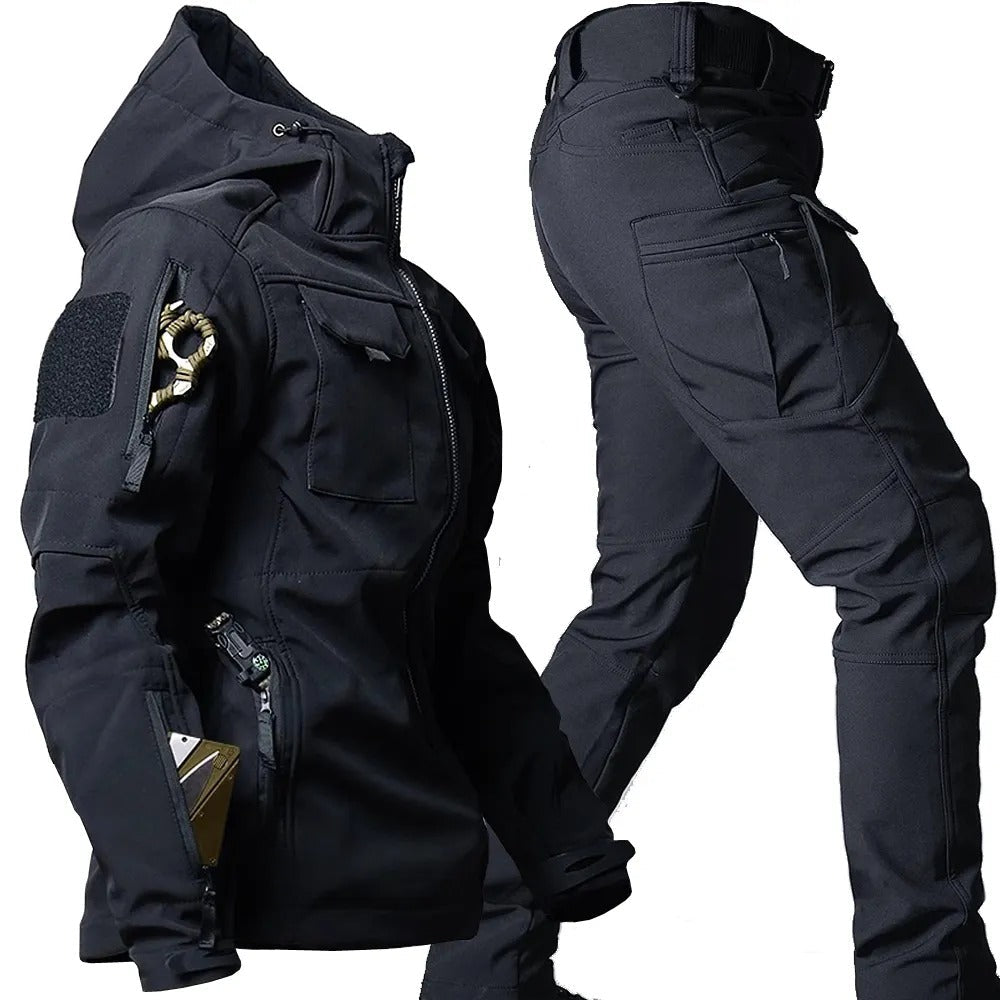 Ensemble Veste Softshell Pour Homme Et Pantalon Imperméable Au Vent Avec Poches Ajustables