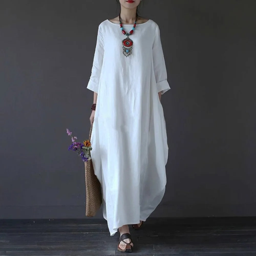 Robe Maxi Amanda Amawinc Robe Longue Décontractée À Silhouette Large Et Col Bateau Pour Printemps Et Automne