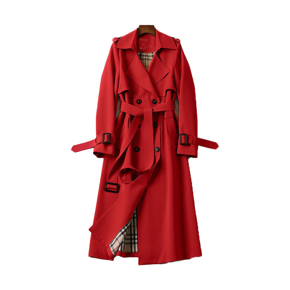 Amawinc Manteau Trench À Double Boutonnage Ceinturé Mi Mollet Pour Femmes Design Élégant Et Fonctionnel