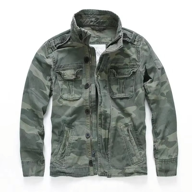 Veste Cargo M65 Rétro Denim Ultra Robuste Avec Poches Multiples Pour Aventures En Plein Air