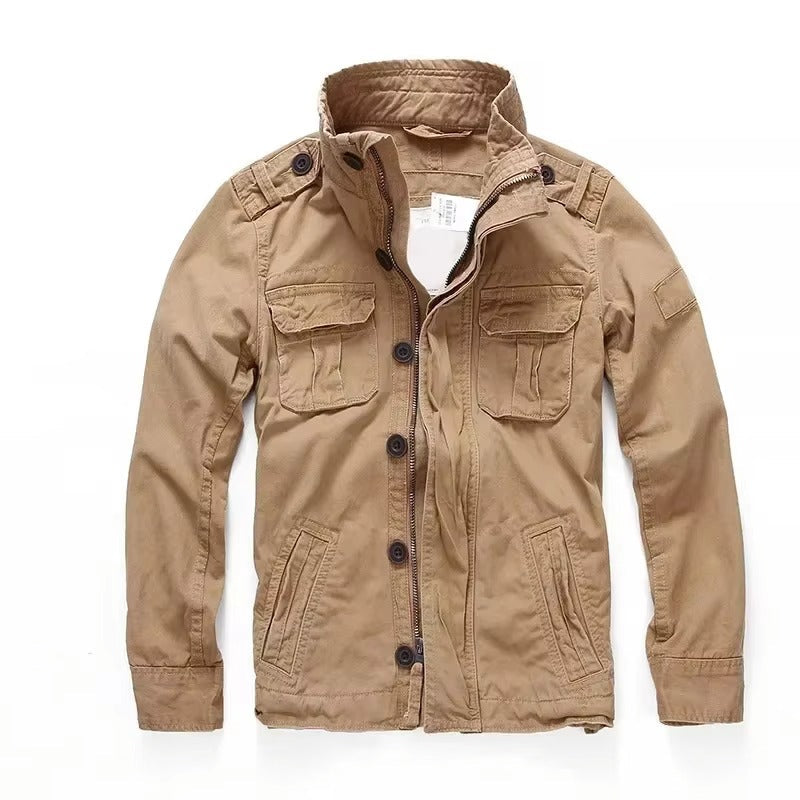 Veste Cargo M65 Rétro Denim Ultra Robuste Avec Poches Multiples Pour Aventures En Plein Air