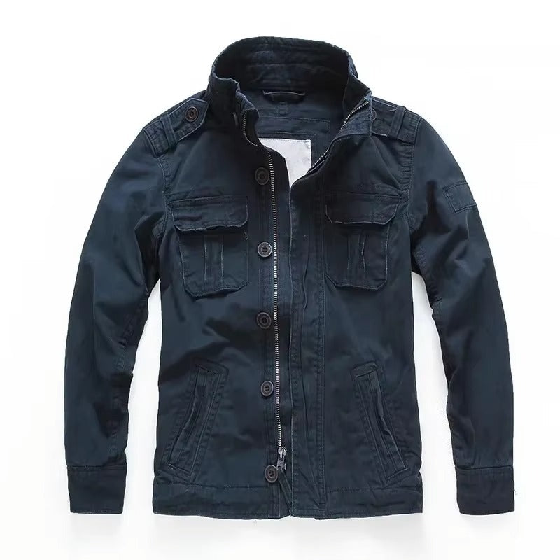 Veste Cargo M65 Rétro Denim Ultra Robuste Avec Poches Multiples Pour Aventures En Plein Air