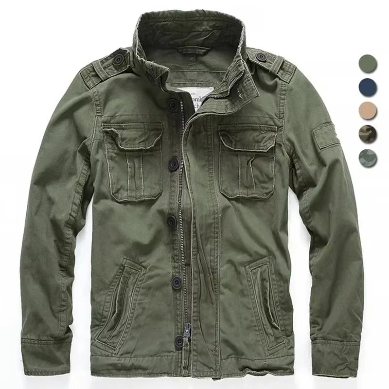 Veste Cargo M65 Rétro Denim Ultra Robuste Avec Poches Multiples Pour Aventures En Plein Air
