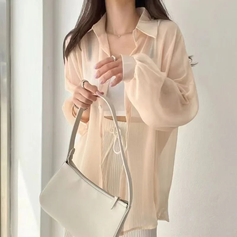 Margot Cardigan En Chiffon Transparent Pour Femmes À Manches Longues Léger Et Décontracté Pour Été Élégant