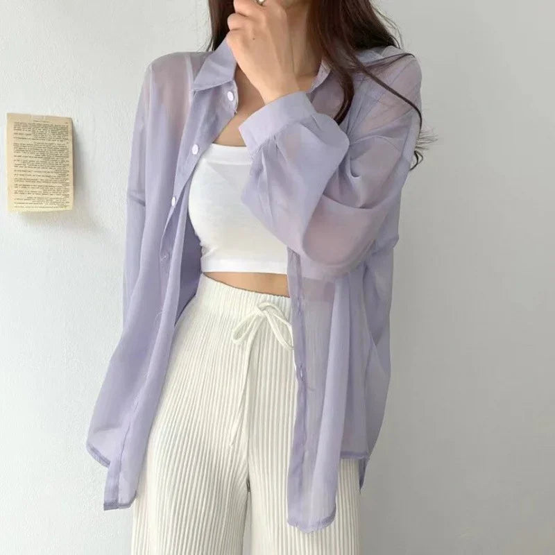 Margot Cardigan En Chiffon Transparent Pour Femmes À Manches Longues Léger Et Décontracté Pour Été Élégant