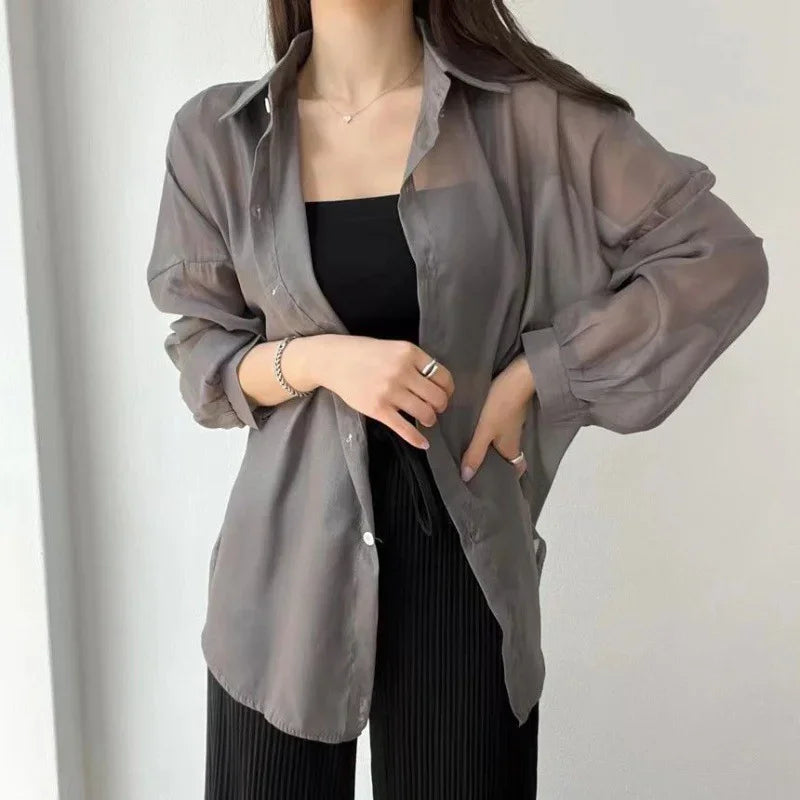 Margot Cardigan En Chiffon Transparent Pour Femmes À Manches Longues Léger Et Décontracté Pour Été Élégant
