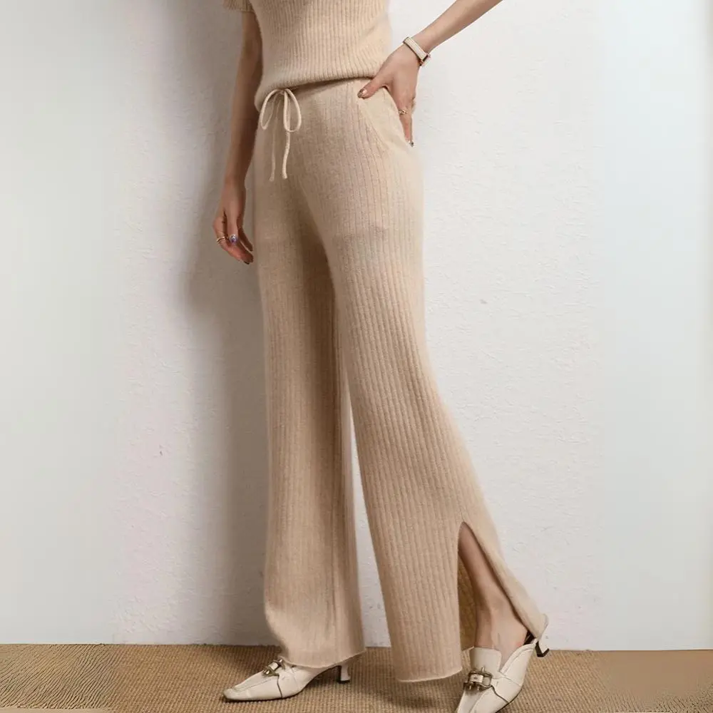 Pantalon Large En Cachemire Marina Pour Femme Chaud Et Confortable Pour Automne Et Hiver