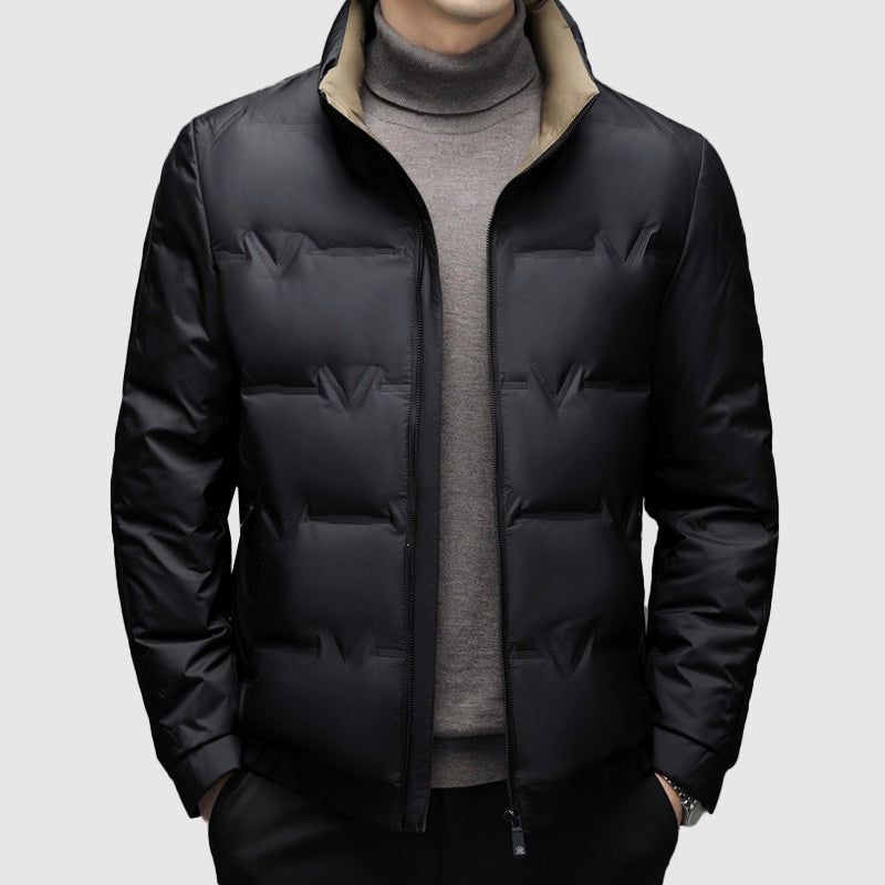 Doudoune Homme Duvet De Canard Zip Plein Longueur Légère Chaude Pour Extérieur Hiver Col Debout