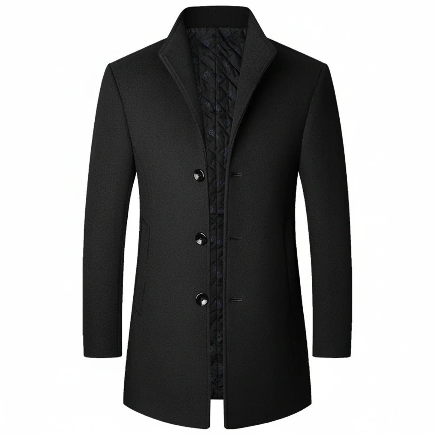 Amawinc Manteau Homme Classique Trois Boutons Forme Formelle À Revers À Entaille Mi Longue Mélange Laine