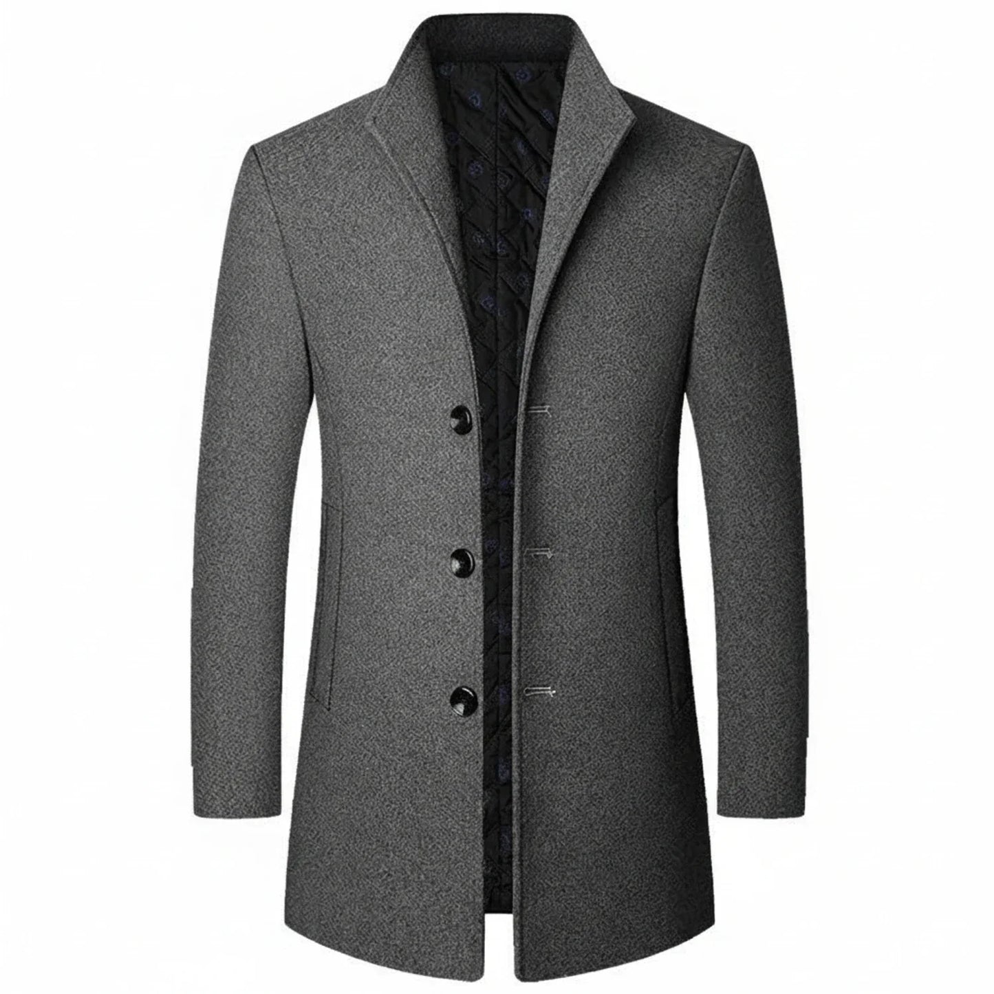Amawinc Manteau Homme Classique Trois Boutons Forme Formelle À Revers À Entaille Mi Longue Mélange Laine
