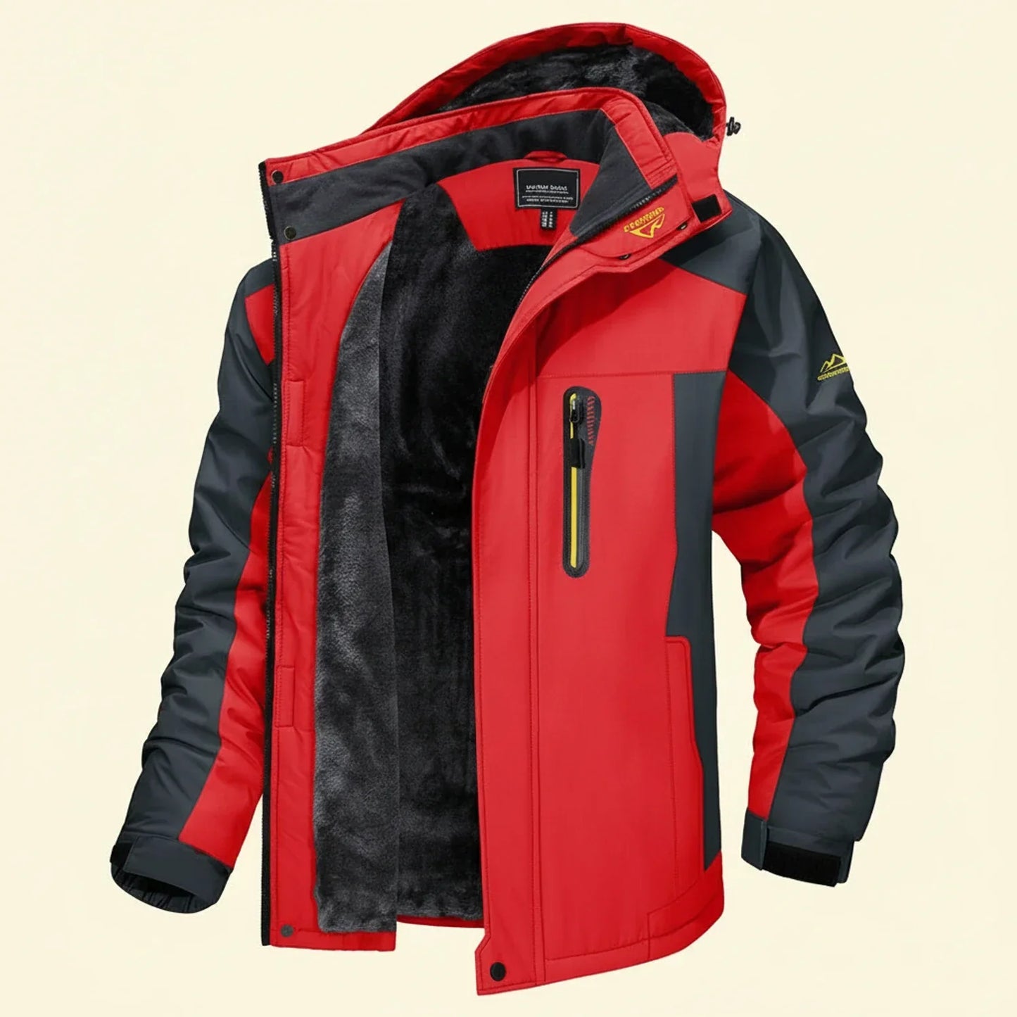 Veste Homme Imperméable Hiver Avec Capuche Doublure Polaire Amawinc Color Block Poches Multiples Résistante