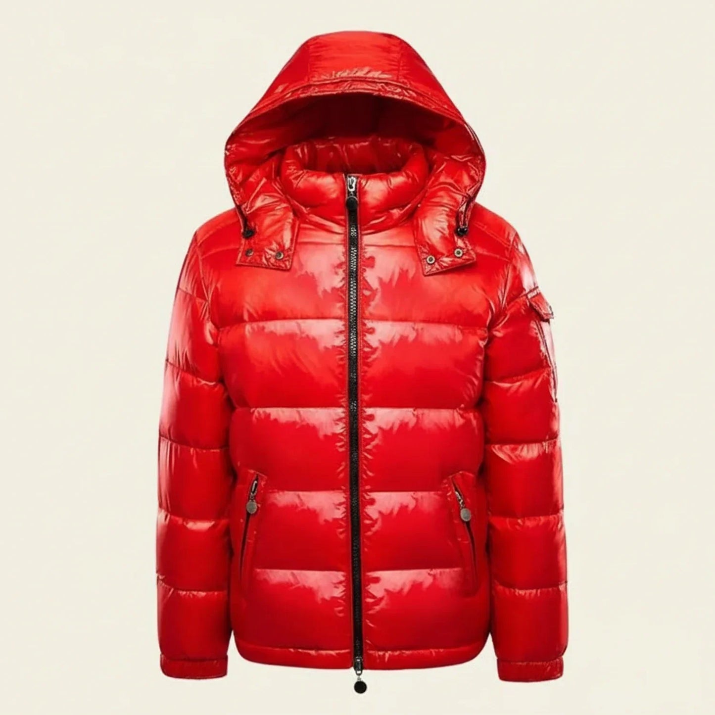 Veste Puffer Brillante Pour Homme Avec Capuche Et Fermeture Éclair Design Quilté Regular Chaude Pour L'Hiver