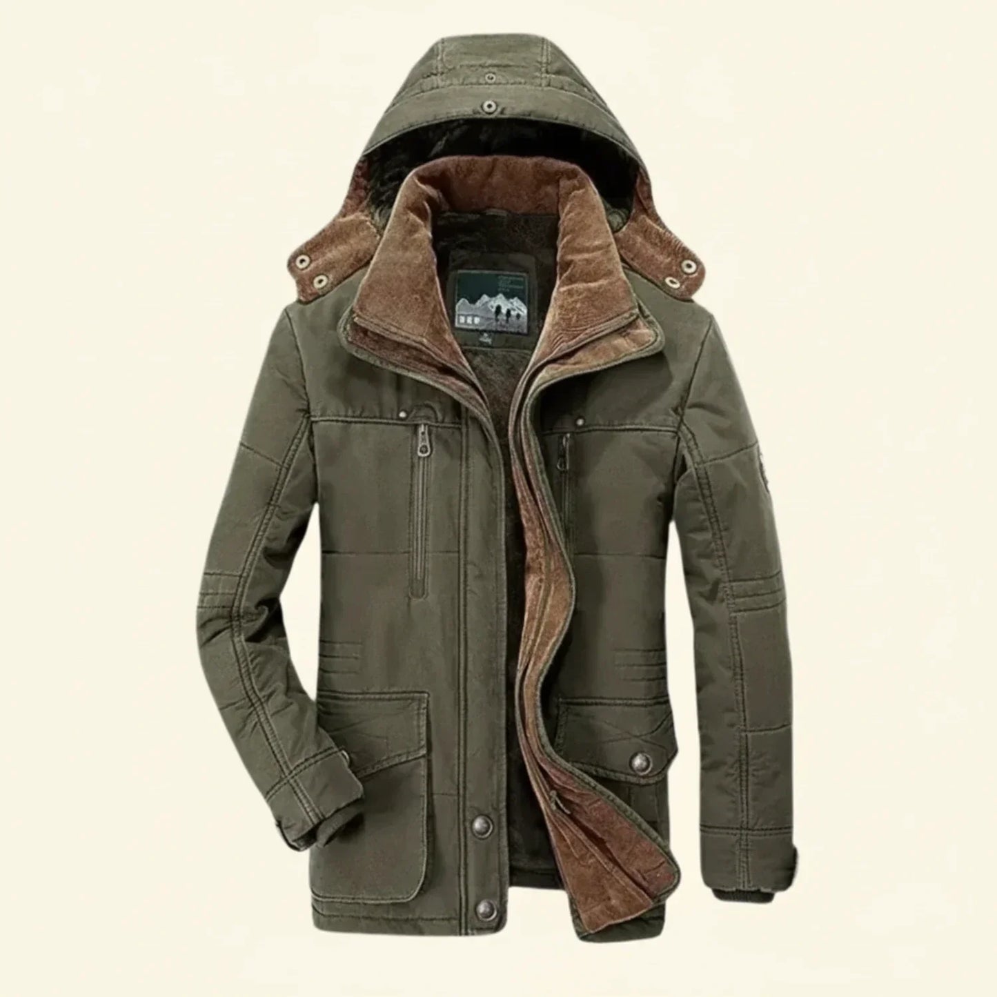 Veste Homme À Capuche Utilitaire Hivernale Amawinc Avec Multiples Poches Et Détails Matelassés Aux Épaules