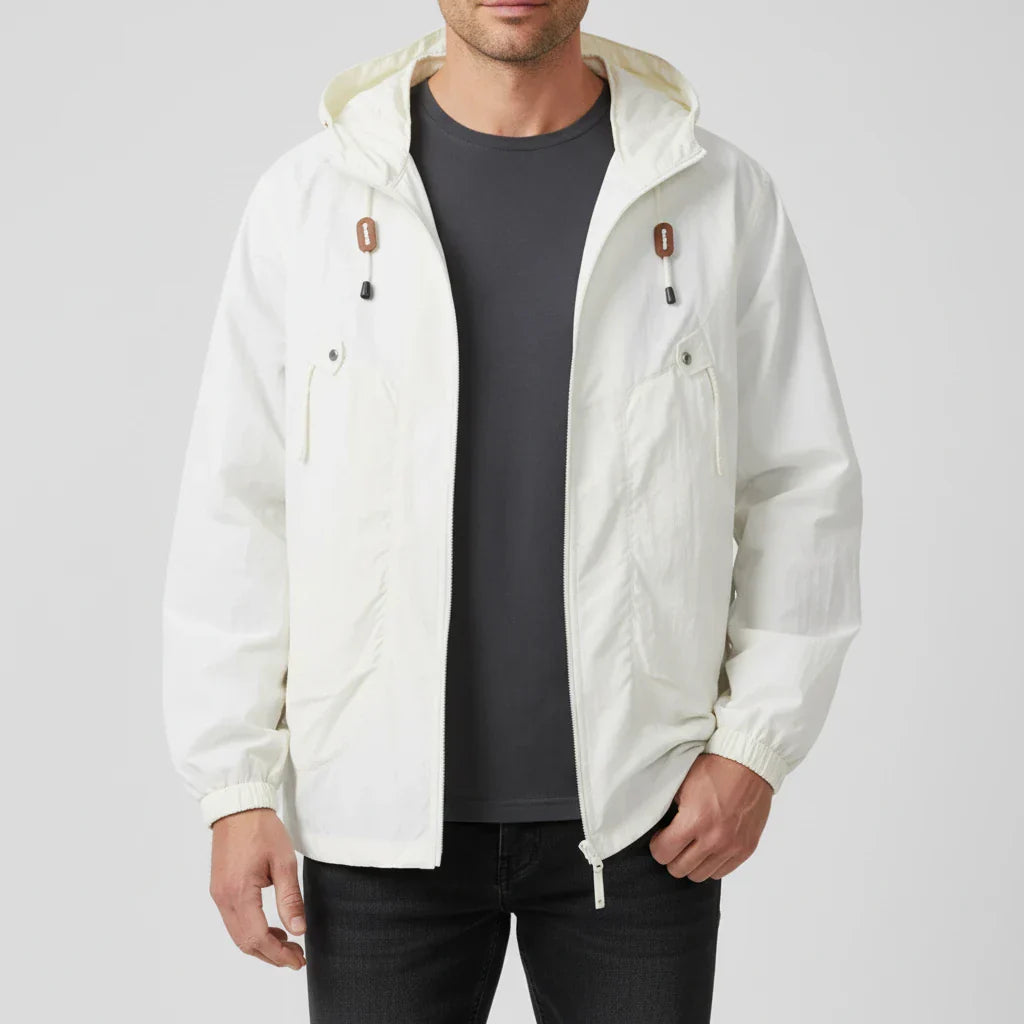 Veste Coupe-Vent Légère Pour Homme Avec Capuche Ajustable Et Fermeture Éclair Raglan Polyvalente
