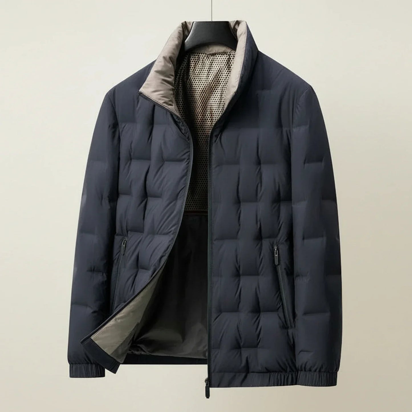 Doudoune Matelassée Légère Pour Homme Avec Col Montant et Poches Zippées Pour Port Quotidien Amawinc